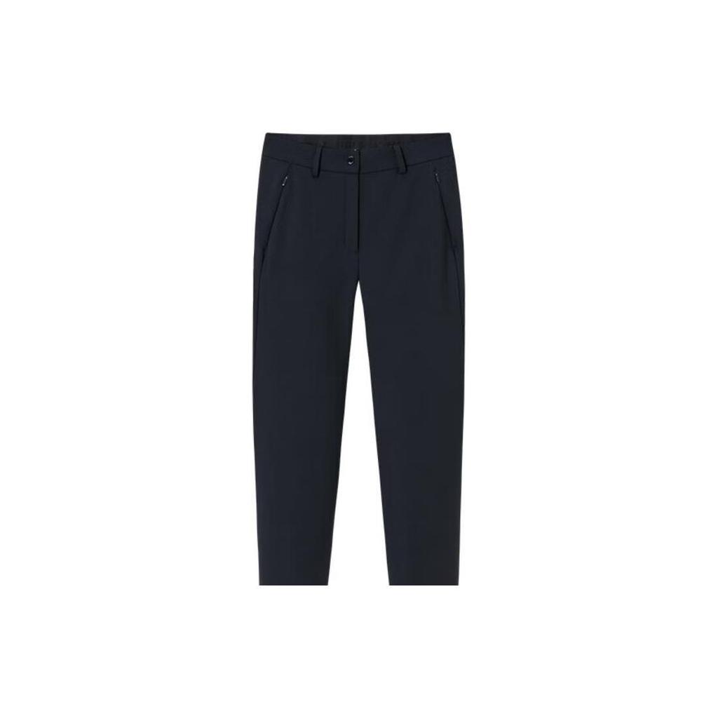 Anta Champion All-Weather Series Solid Color Mid-Waist Straight Leg Fleece Casual Pants Women Bottoms Basic-Black 162340307-2