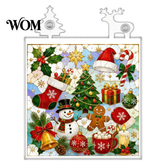 Decorative Lighted Puzzle Art DIY Acrylic LED Night Light, Christmas Town Jigsaw Lamp, Hand Light Assembled for Bedroom Desktop Warm White Lighting