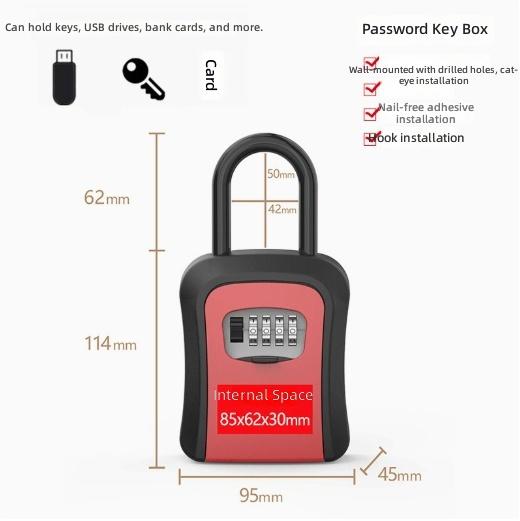All-metal Padlock Waterproof Safe Key Box 4-Digit Key Boxes Lock Safe Security Storage Lock Box