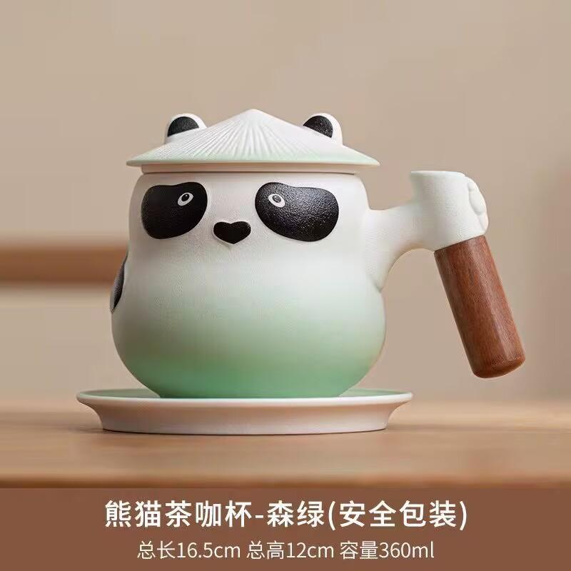 Креативная керамическая чашка для чая Panda Tea с крышкой, офисная чашка для воды с фильтром для мужчин и женщин