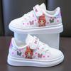 Girls' White Leather Low-Top Casual Sneakers, Ages 3-12, Spring Korean Style