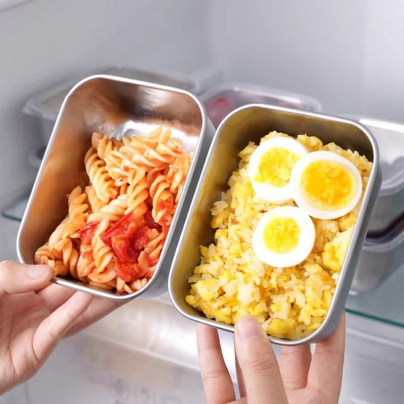5 шт. Контейнер для хранения продуктов из нержавеющей стали, Контейнер для сохранения свежести с крышкой, Прямоугольный, для колбасы, лапши, фруктов