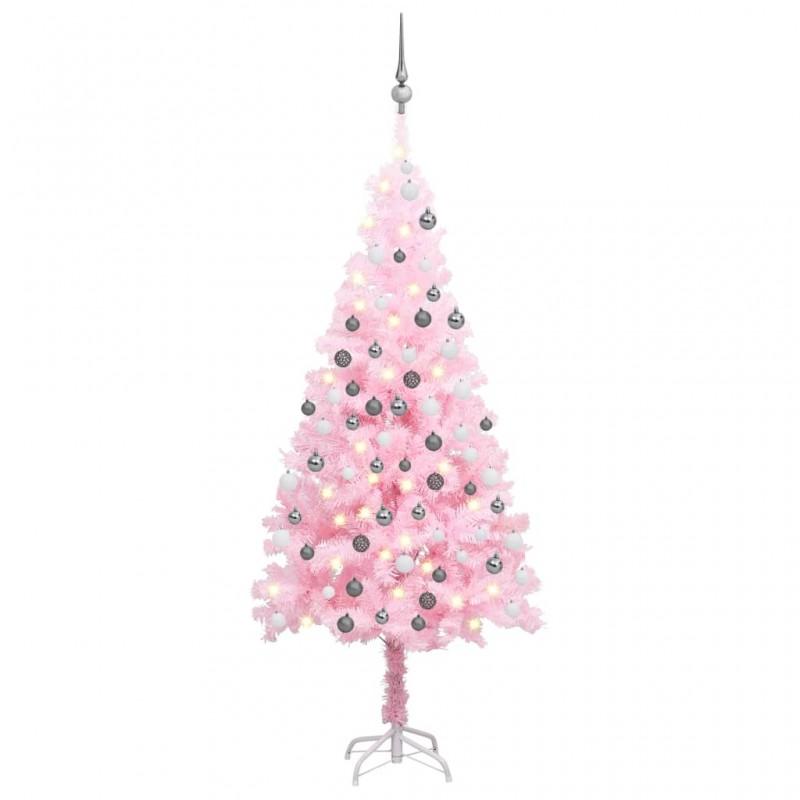 Day and Night - Day and Night Pre-lit Christmas Tree with Lights and Pink Balls 120 Cm