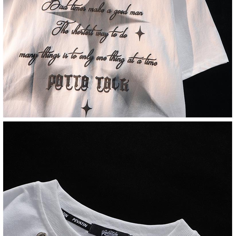 Женская американская ретро-футболка оверсайз из чистого хлопка - Милый свободный топ с коротким рукавом на 2025 год