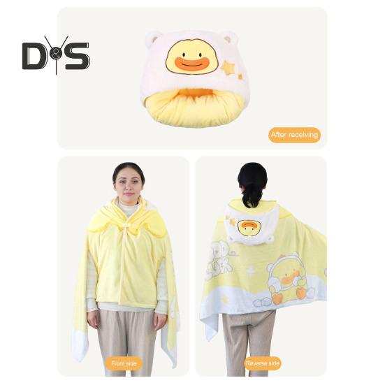 Ворсовый платок, одеяло с капюшоном, ветрозащитное, носимое одеяло, U-образная подушка для хранения, складная, переносная, с капюшоном