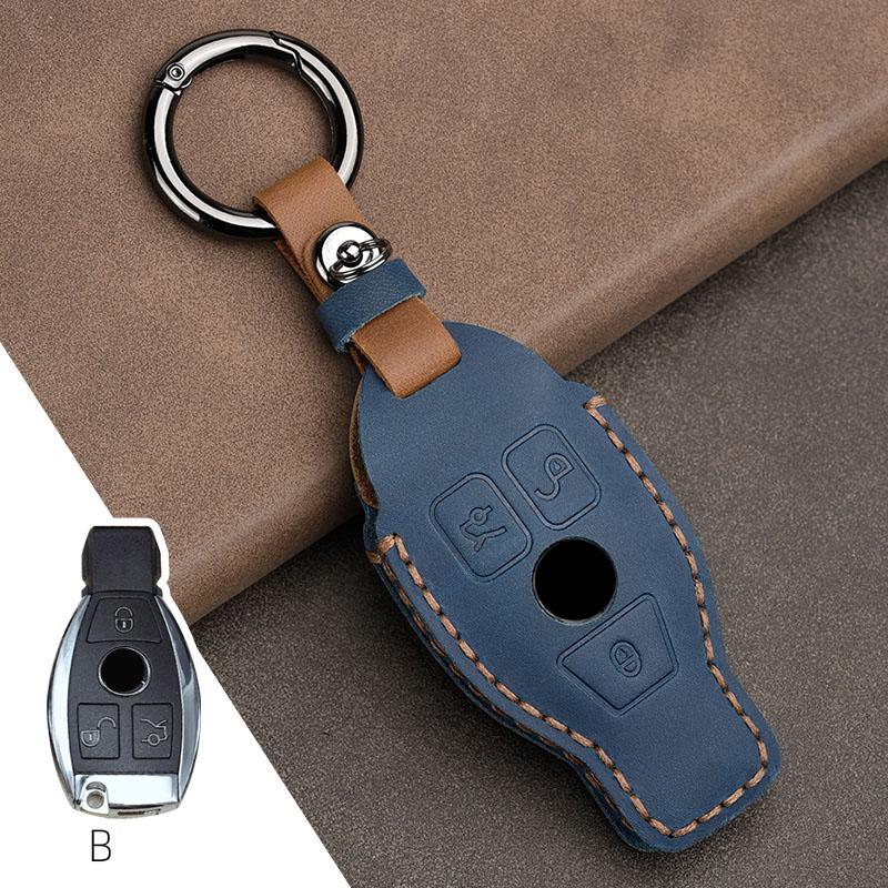 Leather Car Key Case Cover For Mercedes Benz W211 W204 A B R G Class GLK GLA GLC GLR W210 W176 W202 W463 Accessories Protector