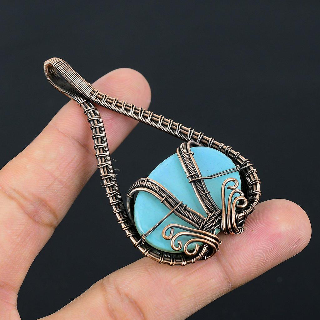 Синий австралийский тройной опал, драгоценный камень, чистая медная проволока, обернутая ювелирными изделиями ручной работы