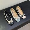 Retro bow rhinestone single shoes women's new beautiful not tired foot design inner height increase soft sole ballet shoes