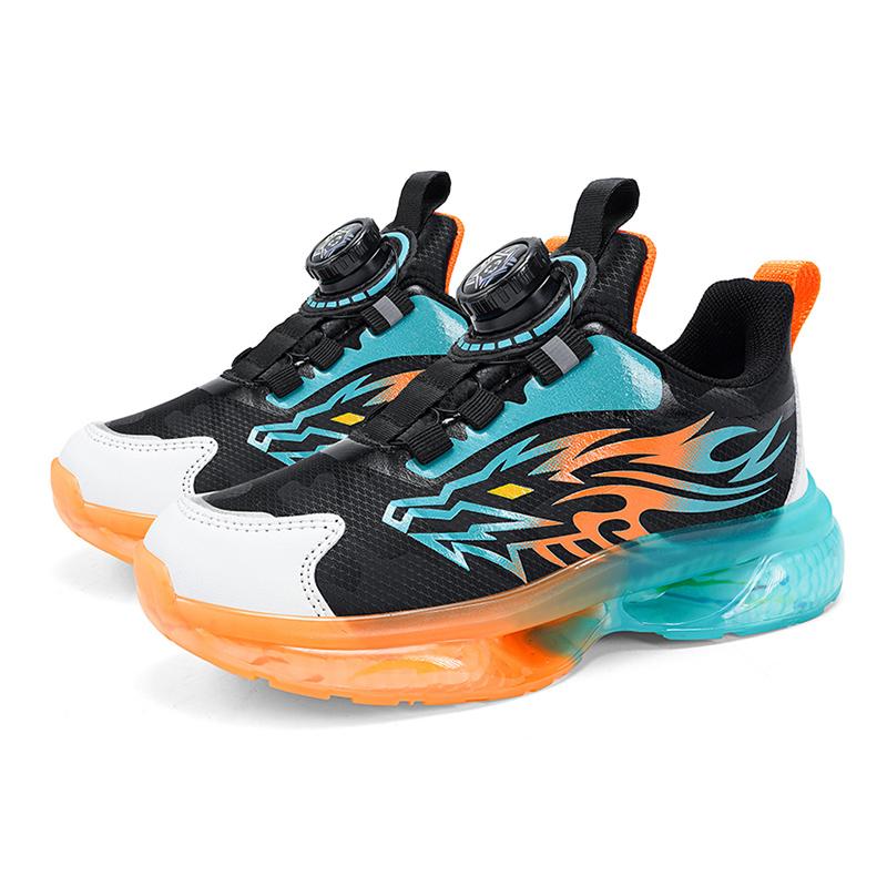 Легкая зимняя детская спортивная обувь с поворотной пряжкой для мальчиков, повседневные кожаные кроссовки для бега, детская теннисная обувь для активного отдыха, нескользящая