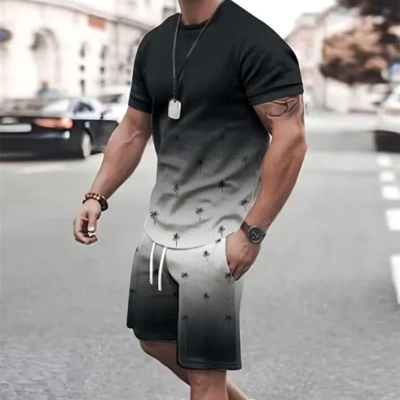 Летний мужской комплект с коротким рукавом в морском стиле с принтом якоря, комплект с короткими рукавами и шортами, мужская футболка с круглым вырезом