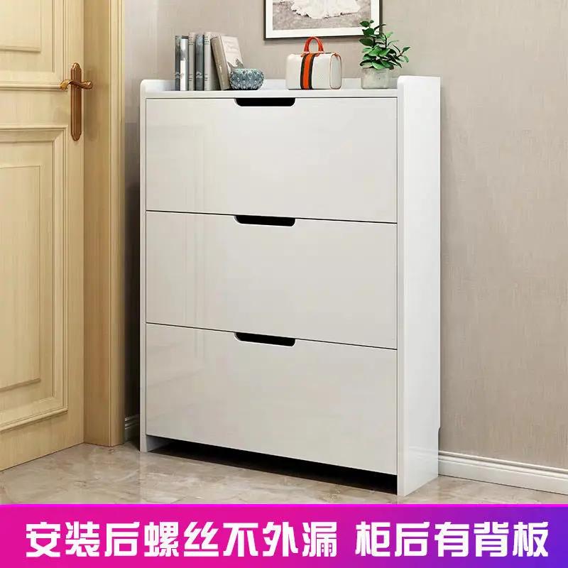 Shoe Cabinets Household Door Storage Ultra-Thin 17Cm Shoe Organizer Modern Simplicity Shoerack Large Space Solid Wood Shoe Rack