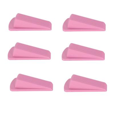 6Pcs Door Stoppers Thick Flexible Stackable Durable TPR Anti Deformation Door Wedge for 1.2in Spacing Family Office Pink