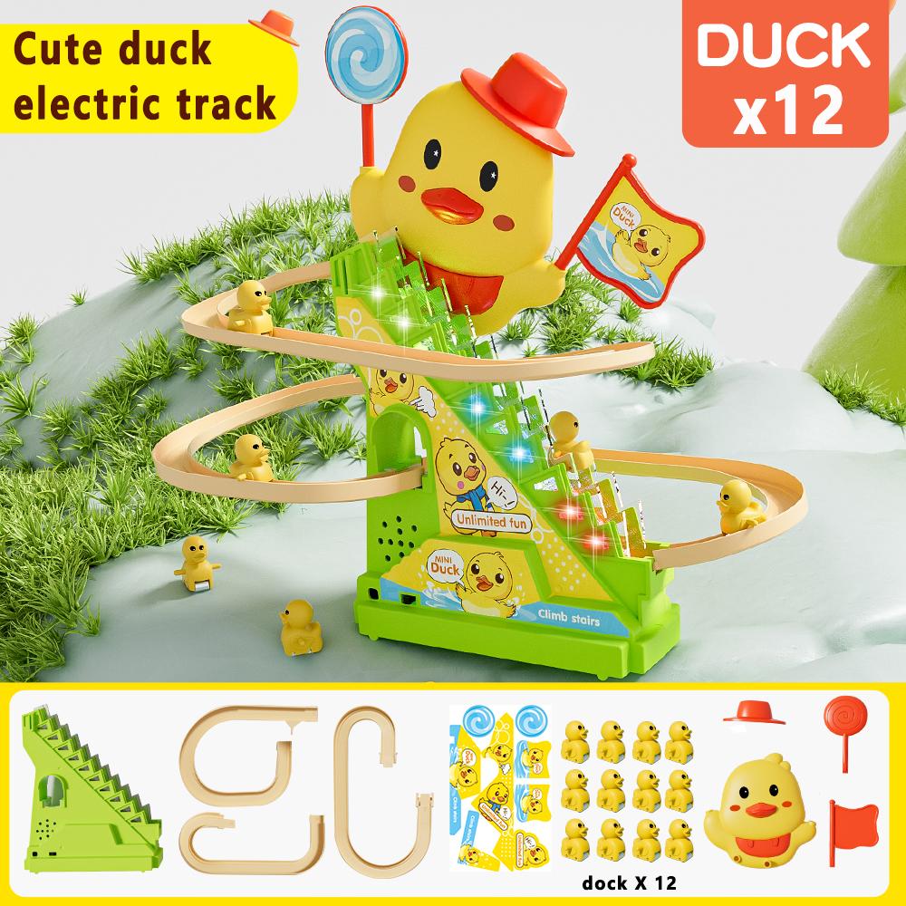 Игрушка «Маленький утенок», катающийся по горке, поднимающийся по лестнице, со светом и музыкой, детская развивающая игрушка для тренировки памяти и счета для ролевых игр