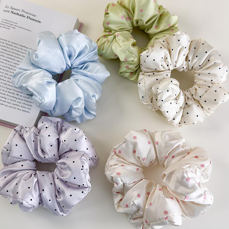 Girl Sweet Polka Dots Flowers Hair Scrunchies Solid Color Soft Filling Headbands Womens Classy Versatile Head Rope Hair Tie New