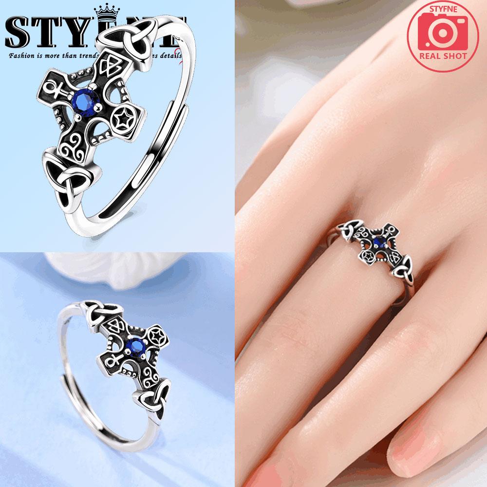 Copper Original White Zircon Celtic Knot Cross Ring Women'S Anniversary Gift Engagement Rings For Women Men Jewelry