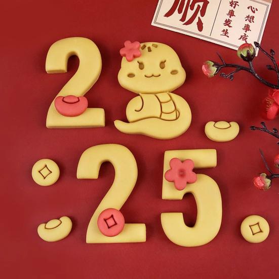 Набор формочек для печенья 3D-тиснение «Змея» Набор штампов для печенья «Змея» на Новый год 2025 года «Весенний фестиваль» Многофункциональный инструмент для выпечки шоколада и помадки