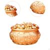 Chinese Treasure Bowl Cornucopia Housewarming Gift Brass Ornament with Mini Yuan Bao Money
