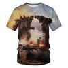 Summer Round Neck 3D Godzilla Pattern Printed Top Fashionable Casual Short Sleeved Children's Boy T-shirts