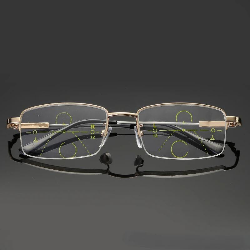 High Quality Progressive Multifocal Reading Glasses Men Titanium Anti Blue Light Glasses Women Casual Eyewear For Elderly