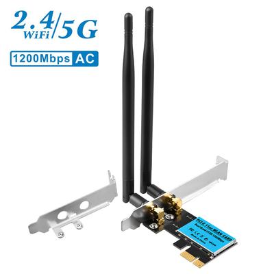 Двухдиапазонная беспроводная карта WiFi 2,4 ГГц/5 ГГц 1200 Мбит/с PCI-E сетевой адаптер для настольного компьютера