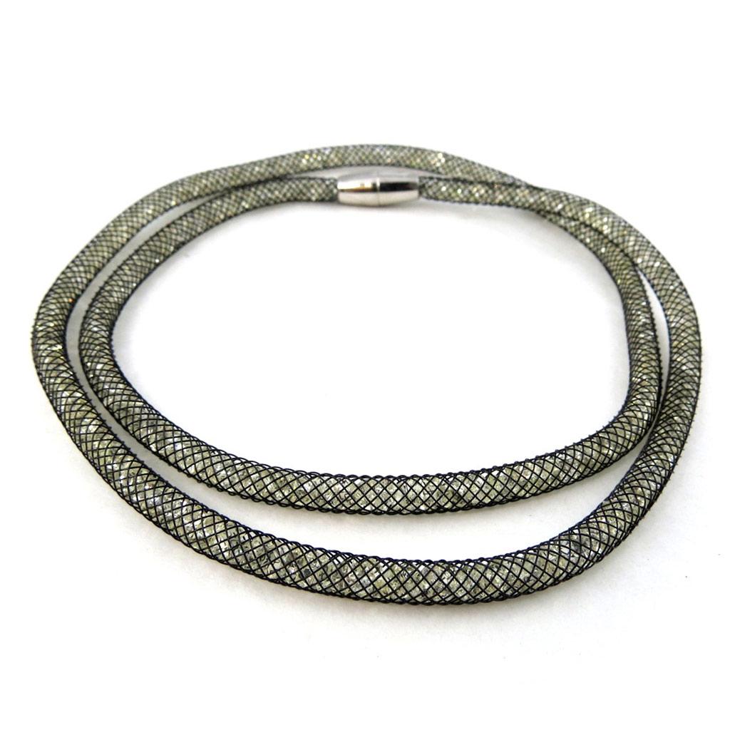 Les Trésors De Lily [M4112] - Black and White 'Joyaux' Designer Bracelet (3 Rows - 5 Mm)