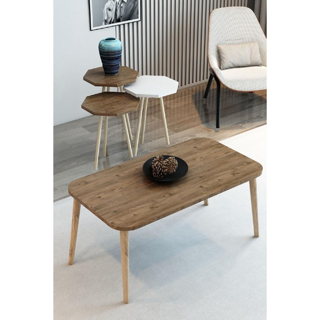 3-х предметный журнальный столик и набор журнальных столиков, восьмиугольный журнальный столик, набор журнальных столиков с деревянной ножкой и грабом