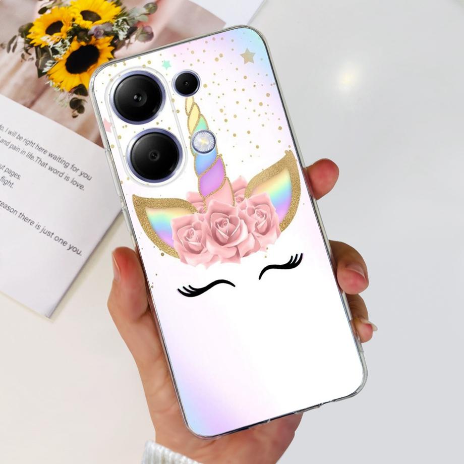 Для Xiaomi Redmi Note 13 Pro 4G / 5G Задняя крышка МЯГКИЙ Тонкий ТПУ Силикон Цветок Бабочка Цветной Бампер Funda Для Note13 Pro Capa