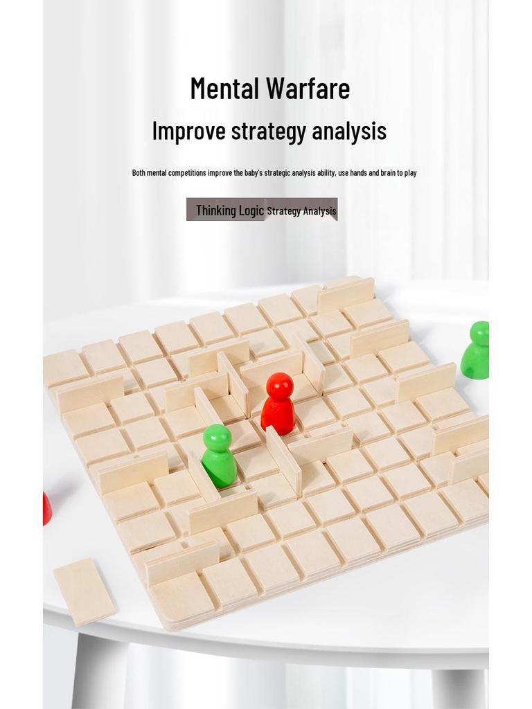 Wooden Two-Player Children's Logic Chess Game – Educational Multi-Player Brain Teaser