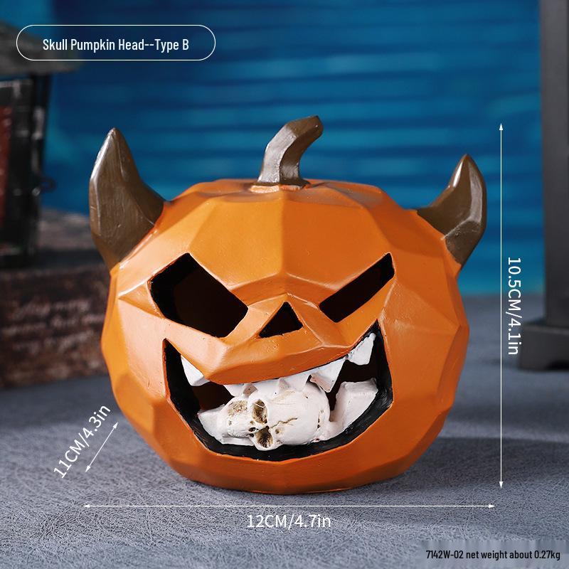 Cross-Border Halloween Skull Resin Ornament - Ghost Festival Decoration for Desktop and Entrance