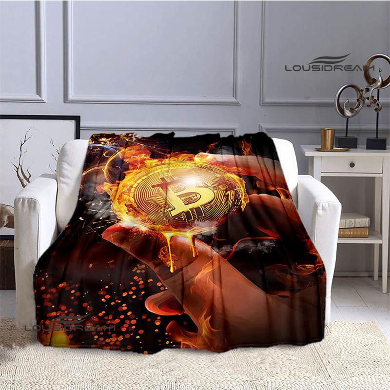 Bitcoin Fashion Printed Blanket Kids Warm Blanket Flannel Soft Cozy Blanket Sofa Bed Blanket Travel Blanket Birthday Gift