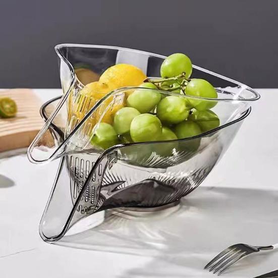 Корзина для сушки фруктов со съемным ситом, пищевая, без BPA, прозрачная, для чистки фруктов, кухонная раковина, улавливатель еды, сушилка