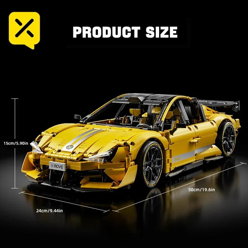 Набор строительных блоков ToylinX 2143 детали Гоночный автомобиль 1:Модель спортивного автомобиля из кубиков, масштаб 1:10, набор для сборки, игрушки для взрослых, подарки мальчикам на день рождения