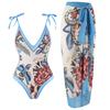 2024 Retro Strappy One-Piece Swimsuit & Long Dress Set for Women - Slimming European & American Style