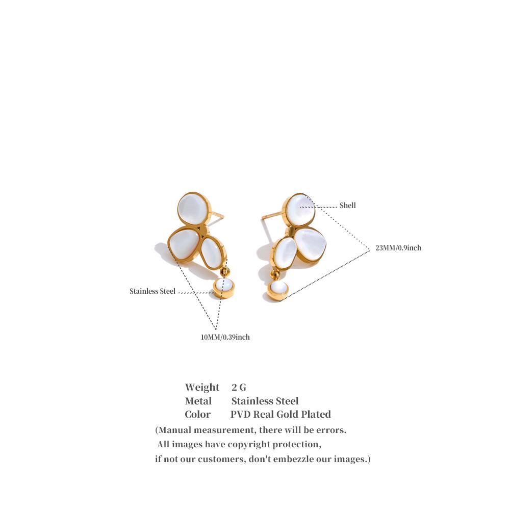 Yhpup Exquisite Gift Fashion Stainless Steel Thick Shell Flower Small Drop Earrings 18K Golden PVD Plated Trendy Fashion Jewelry