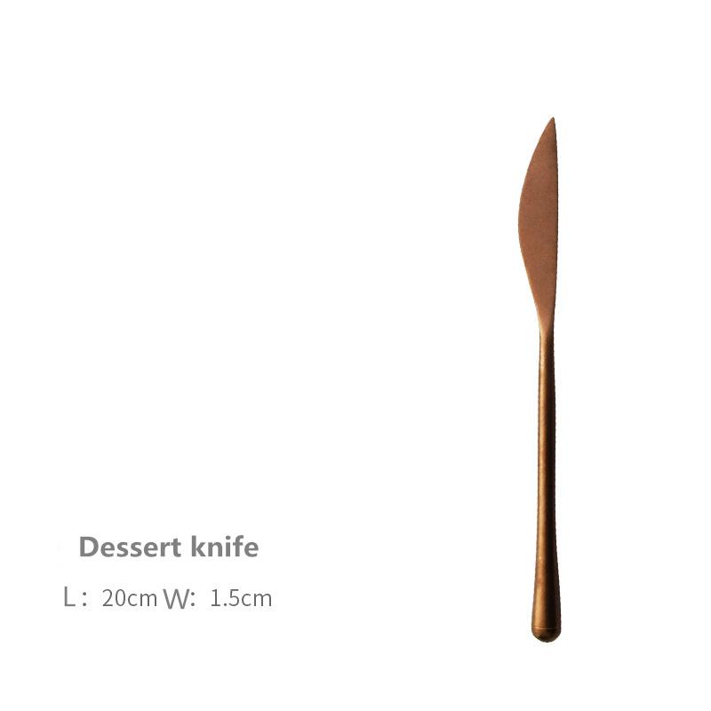 Столовая посуда в японском стиле Old Western, нож для стейка в стиле ретро, вилка-ложка, ложка для размешивания кофе, розовое золото, нержавеющая сталь 304