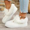 2025 New Solid Color Furry Females Feetwear Women Winter Cotton Shoes Plush Warm Snow Boots Ladies Casual Flat Short Boots