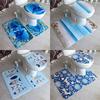 Flannel Bathroom Anti-skid Toilet Mat Three-piece Suit 3d Printed Carpet Mat