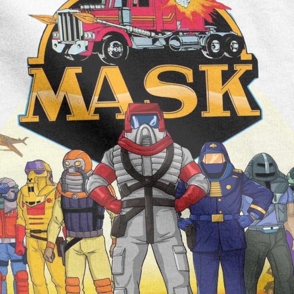 Мужская Женская Футболка MASK Мобильный Бронированный Ударный Командный Футболка из Чистого Хлопка с Коротким Рукавом M.A.S.K. Футболка с круглым вырезом Одежда