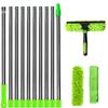 Extended Window Cleaning Kit 2 In 1 Double Sided Glass Squeegee Cleaner Duster Mop 180° Swivel Window Cleaning Tools