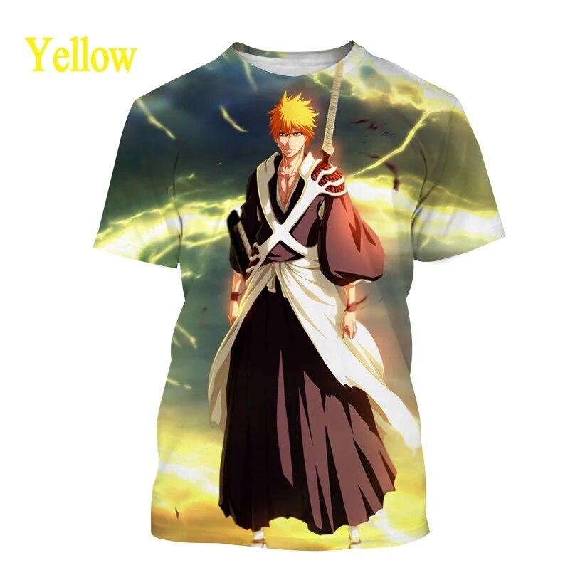 Футболка с 3D принтом японского аниме BLEACH, мужская модная крутая футболка Куросаки Ичиго с круглым вырезом, повседневная футболка унисекс для косплея, крутая футболка, топы