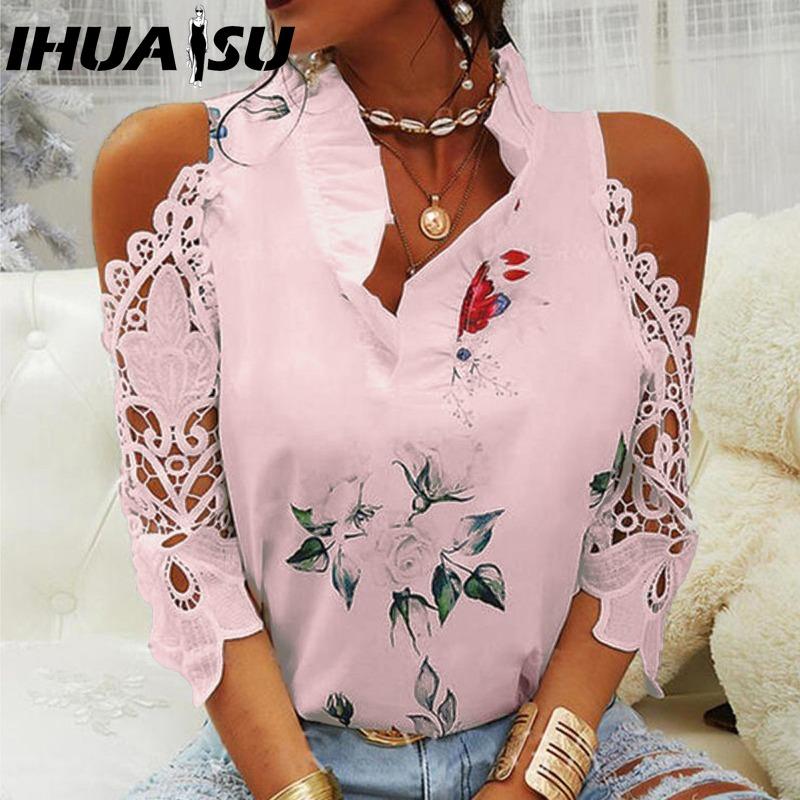 IHUASU Women's Fashion Casual V Neck Blouses & Shirts