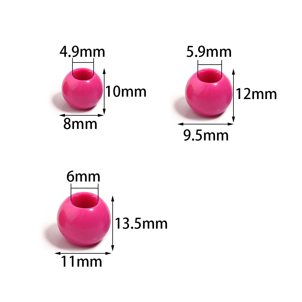 50pcs/bag Colorful Acrylic Beads Big Hole Beads For DIY Jewelry Making Bracelet Necklace Accessories Round Opaque Spacer Beads