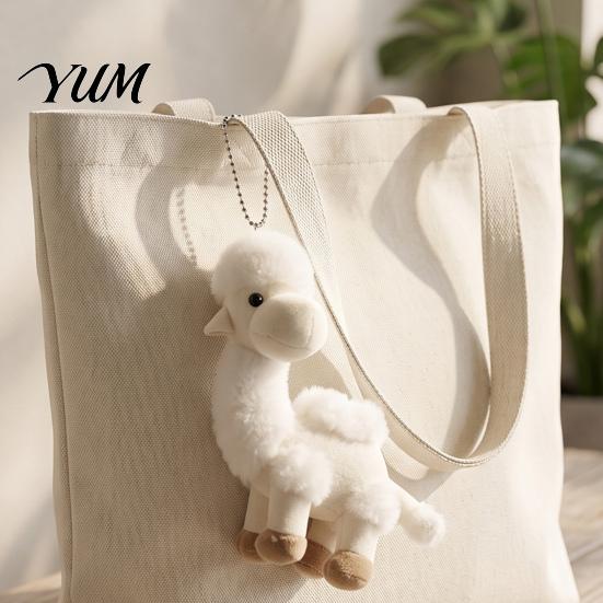 Simulation Camel Decoration Plush Bag Charm, Stuffed Pendant with Bead Animal Keychain Chain, Plushie Backpack Handbags Purse Hanging