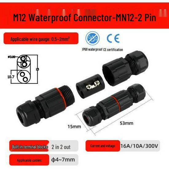 MN12 Series IP68 Miniature Outdoor Waterproof Connector for Lighting