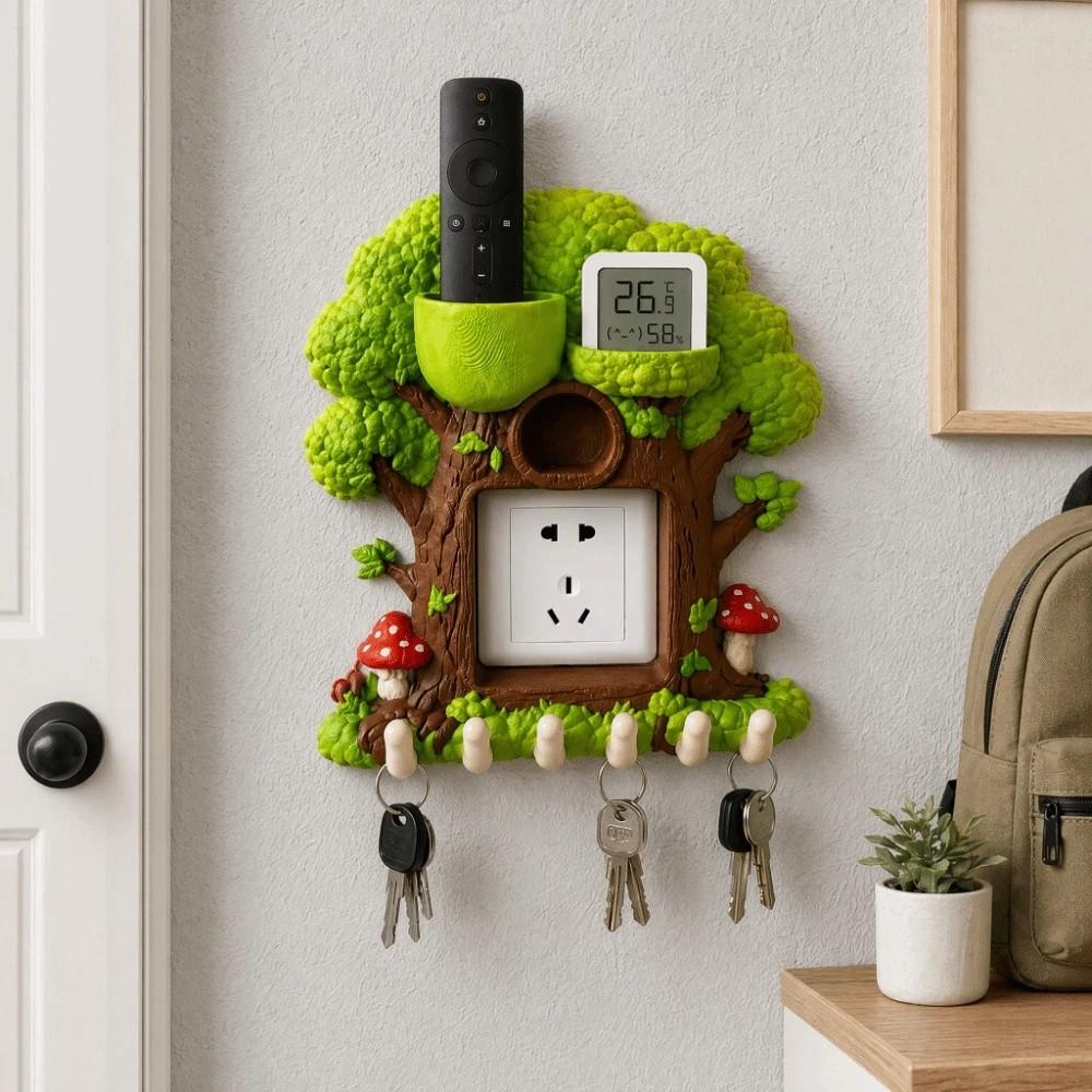 3D Printed Forest Tree Hole Switch Storage Rack Creative Remote control storage  Living Room Decor