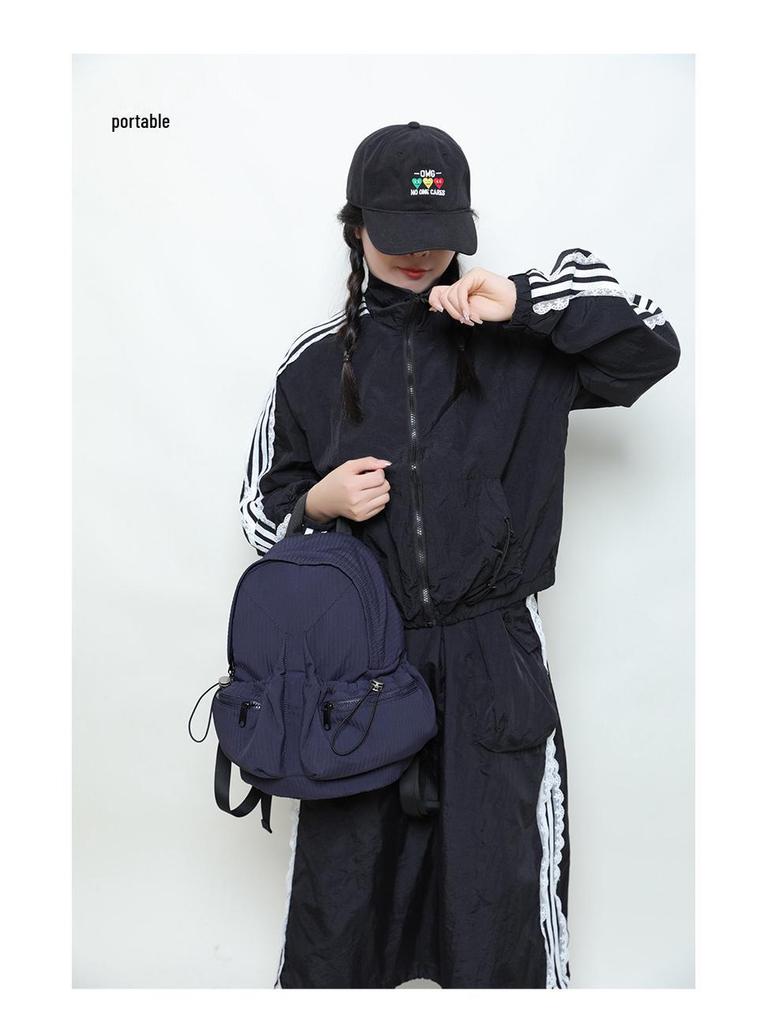 2025 Spring/Summer Women's Lightweight Waterproof Wrinkled Backpack – Small Commuter Travel & School Bag