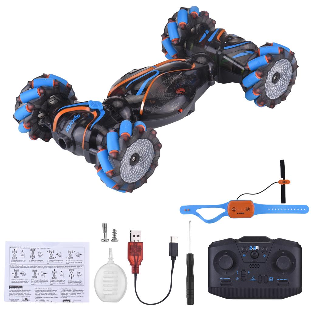 Машина на радиоуправлении, 2,4 ГГц 4WD Трюковая машина с управлением жестами и функцией распыления, подсветкой и музыкой, вращение на 360°