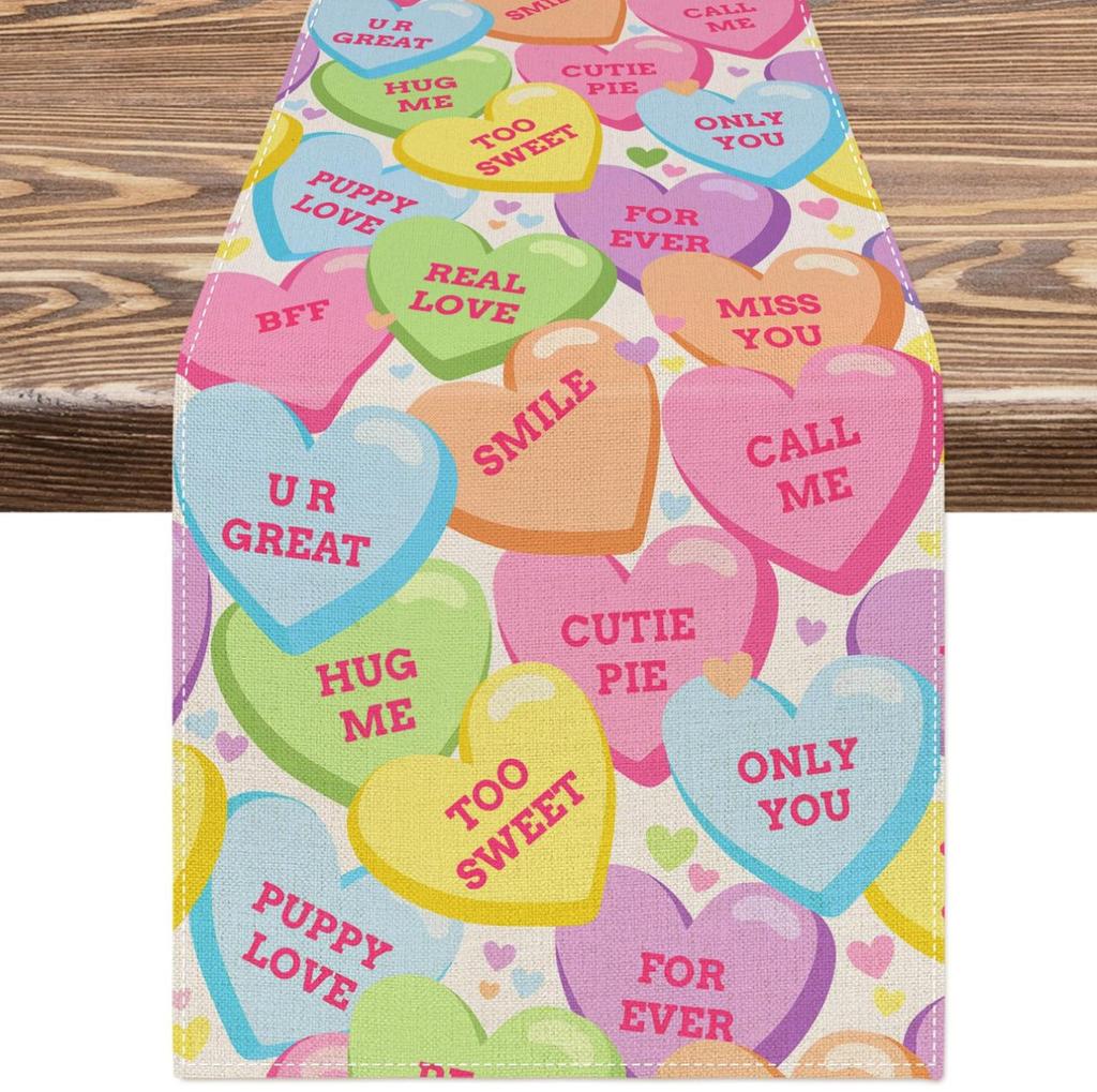 День Святого Валентина Настольный флаг Красный Любовь Клетка Дом Праздничное украшение Настольный флаг Скатерть