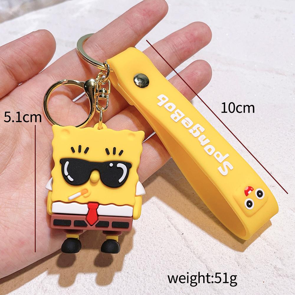 Anime Spongebob Squarepants Keychain Patrick Star Kawaii PVC Toys keychain Backpack charm Birthday Gift For Kid
