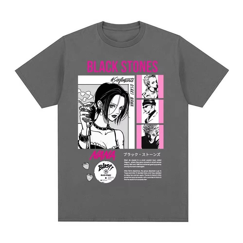 Аниме Нана Осаки Графика Black Stones Хлопок Y2k Футболка женская Мужская Летняя дышащая Японская Манга унисекс Короткий рукав